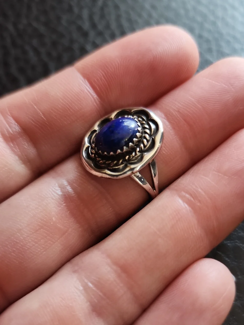 VTG Sterling Silver & Lapis Blue Stone Ring - Women Jewelry- Size 5.5